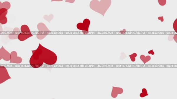 Взрыв красных сердец на белом фоне, разлетающихся в разные стороны. Стоковая анимация, аниматор Vladislav_v / Фотобанк Лори