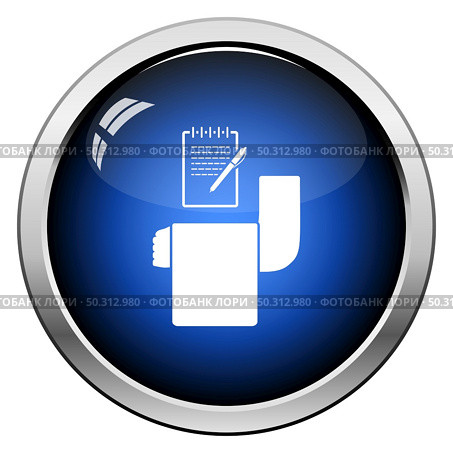 Waiter Take Oder Icon. Glossy Button Design. Vector Illustration. Стоковая иллюстрация, агентство Ingram Publishing / Фотобанк Лори