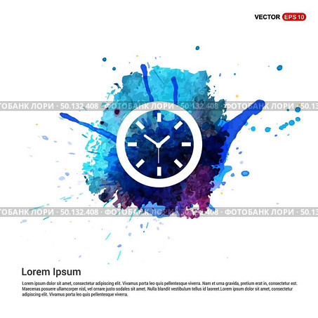 Wall Clock Icon - Watercolor Background. Стоковая иллюстрация, агентство Ingram Publishing / Фотобанк Лори