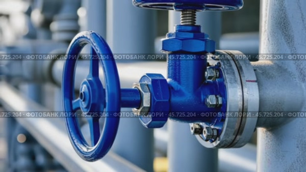 Water pipes and pressure control industrial system. Blue closing valve on water pump station. Gray Pipeline with tanks for supply of high-pressure aqua. Big Valve in a steam heating system. Plumbing. Стоковое AI-видео, аниматор Марина Демидюк / Фотобанк Лори