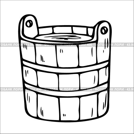 Water tub, doodle, sauna and bath, hand-drawn illustration, l. Стоковая иллюстрация, иллюстратор Эльвира Титова / Фотобанк Лори