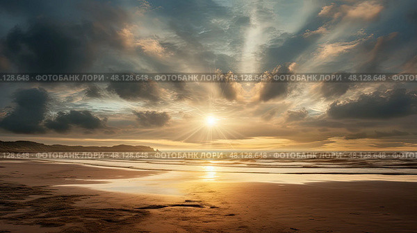 waves sunrays sun rays ai generated. Стоковое AI-изображение, AI-художник Vectorwin / Фотобанк Лори