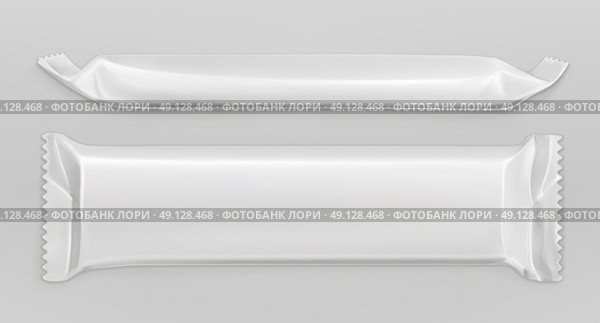 White polyethylene package, chocolate bar, vector mockup. Стоковая иллюстрация, агентство Ingram Publishing / Фотобанк Лори