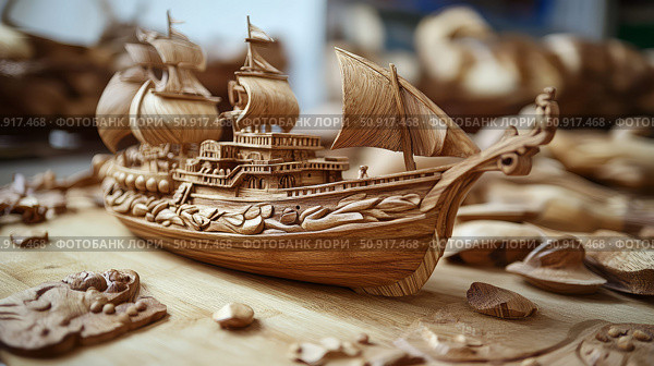 whittling wood crafts ai generated. Стоковое AI-изображение, AI-художник Vectorwin / Фотобанк Лори