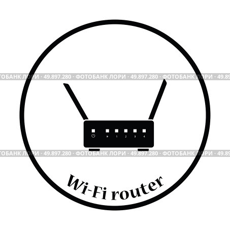 Wi-Fi router icon. Flat color design. Vector illustration. Thin circle design. Vector illustration. Стоковая иллюстрация, агентство Ingram Publishing / Фотобанк Лори