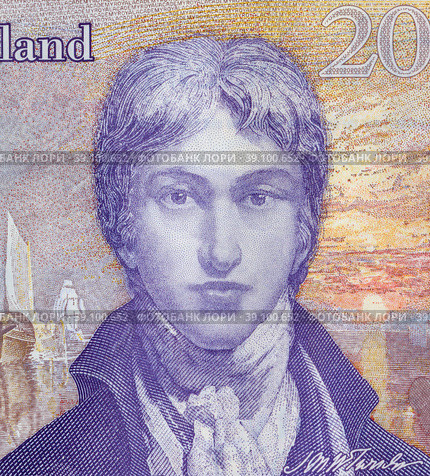William Turner portrait from English twenty pounds sterling banknote. Стоковое фото, фотограф FotograFF / Фотобанк Лори