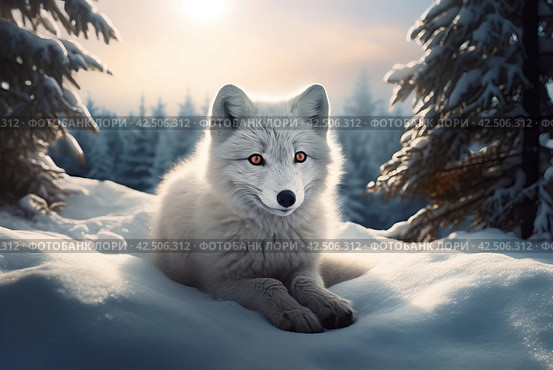 Winter baby arctic fox animal. Generate Ai. Стоковое AI-изображение, AI-художник Иван Рябоконь / Фотобанк Лори