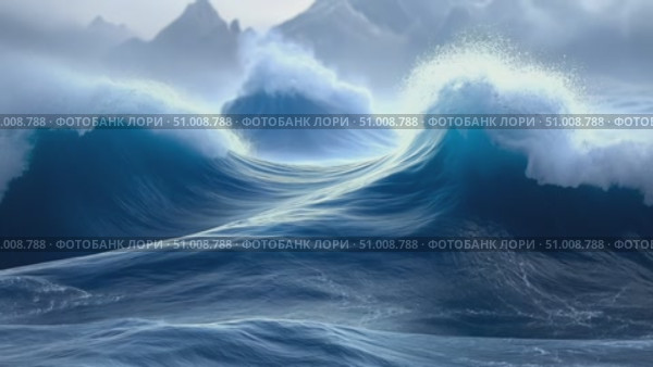 Witness powerful ocean waves colliding with cliffs at dawn, creating a breathtaking display of nature's beauty in this tranquil coastal setting. Стоковое AI-видео, аниматор Данила Большаков / Фотобанк Лори