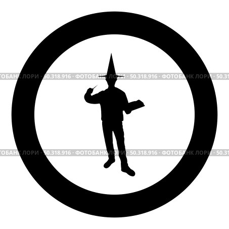 Wizard holds magic wand trick book Waving Sorcery concept Magician Sorcerer Fantasy person Warlock man in robe with magical stick Witchcraft in hat mantle Mage conjure Mystery idea Enchantment silhouette in circle round black color vector illustration solid outline style simple image. Wizard holds magic wand trick book Waving Sorcery concept Magician Sorcerer Fantasy person Warlock man in robe with magical stick Witchcraft in hat mantle Mage conjure Mystery idea Enchantment silhouette in circle round black color vector illustration solid outline style image. Стоковая иллюстрация, агентство Ingram Publishing / Фотобанк Лори