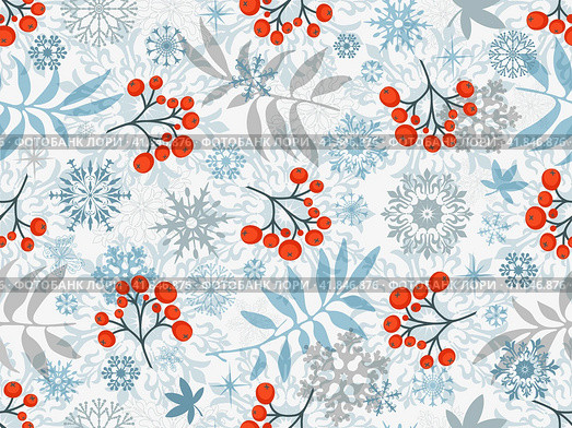 Wnter seamless white pattern. Стоковая иллюстрация, иллюстратор Ольга Дроздова / Фотобанк Лори