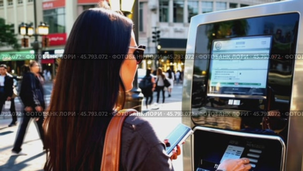 Woman paying parking meter using mobile phone app. Стоковое видео, видеограф Данил Руденко / Фотобанк Лори
