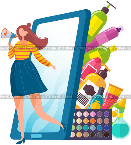 Woman with loudspeaker attracts people. Marketing strategy to attract potential customers. Effect of advertising on senses and mind. Motivation to visit site, make purchase. Product presentation. Woman with loudspeaker attracts people. Marketing strategy to attract potential customers. Стоковая иллюстрация, агентство Ingram Publishing / Фотобанк Лори