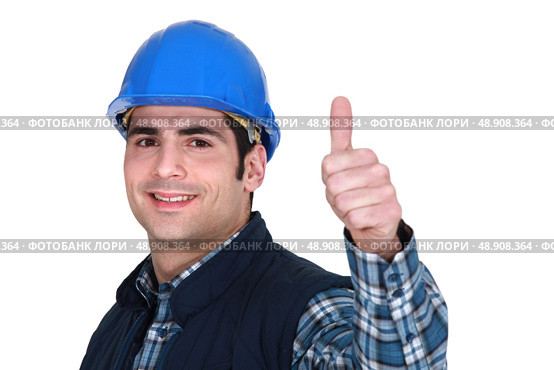 Worker giving the thumbs up. Стоковое фото, агентство Ingram Publishing / Фотобанк Лори