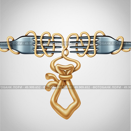 Working business meal and work entertainment expenses deduction concept or lunch meeting as two forks with spaghetti shaped as a tie as a symbol for corporate dinner to build a financial relationship as a 3D illustration. Стоковое фото, агентство Ingram Publishing / Фотобанк Лори