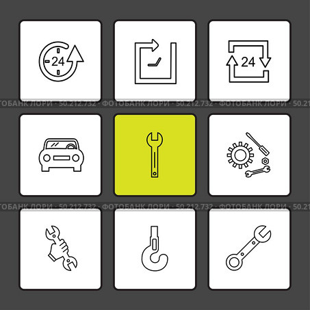 wrench , gear ,  car ,Watch , time , clock , alaram , day , timers , icon, vector, design,  flat,  collection, style, creative,  icons , setting , gear , . Стоковая иллюстрация, агентство Ingram Publishing / Фотобанк Лори