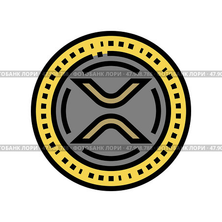 xrp cryptocurrency color icon vector illustration. Стоковая иллюстрация, иллюстратор Vectorwin / Фотобанк Лори
