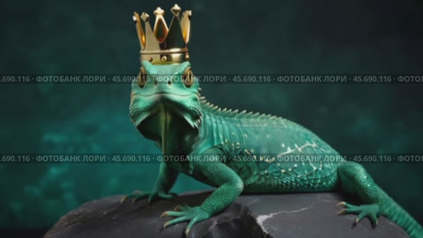 Ящерица с короной. Стоковое AI-видео, аниматор Виктория Кольцова / Фотобанк Лори