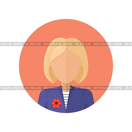 Young Woman Avatar without Facial Features.. Stylish young woman avatar or userpic in flat cartoon design. Elegant lady in blue jacket. Close up portrait isolated. Part of series of diverse avatars without facial features. Vector illustration. Стоковая иллюстрация, агентство Ingram Publishing / Фотобанк Лори