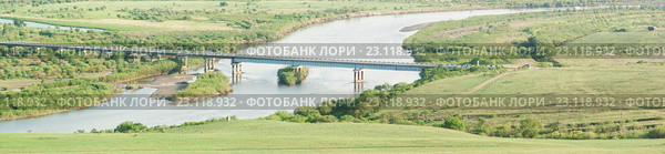 Забайкалье, Ононский район. Мост через р. Онон. Стоковое фото, фотограф Валерий Лаврушин / Фотобанк Лори