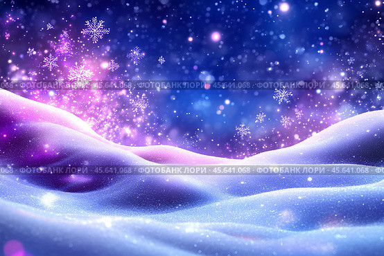 Зимний фон со снежинками. Space for text. Стоковое AI-изображение, AI-художник Щеголева Ольга / Фотобанк Лори