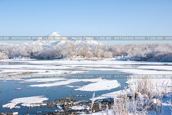 Зимний пейзаж с вулканом  Авачинским. Камчатка. Стоковое фото, фотограф Ирина Игумнова / Фотобанк Лори