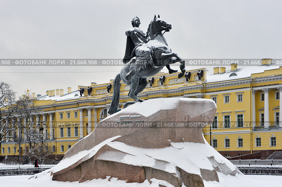 Зимний Санкт-Петербург. Медный всадник (2016 год). Редакционное фото, фотограф Александр Алексеев / Фотобанк Лори