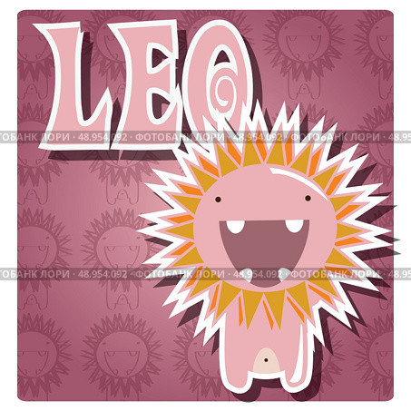 Zodiac sign Leo with cute colorful monster. Стоковая иллюстрация, агентство Ingram Publishing / Фотобанк Лори