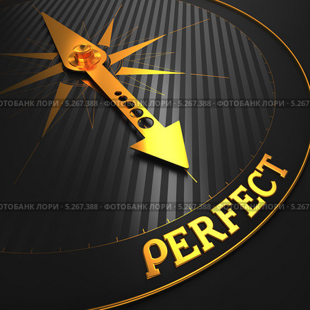 Золотой компас с надписью "Perfect" Стоковая иллюстрация, иллюстратор Илья Урядников / Фотобанк Лори