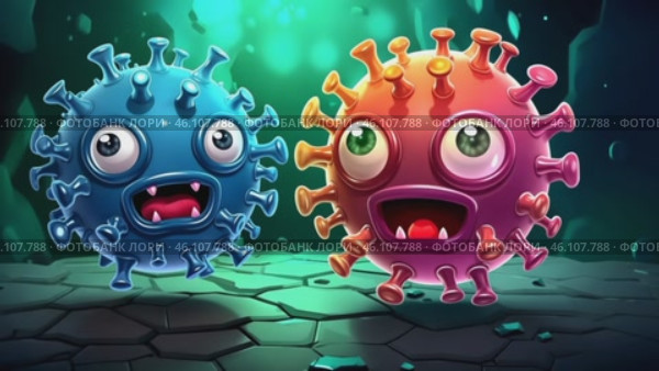 Zombie virus emoji. Coronavirus illustration. Covid Virus cartoon on green background. Bacteria illustration. Стоковое AI-видео, аниматор Ирина Старикова / Фотобанк Лори
