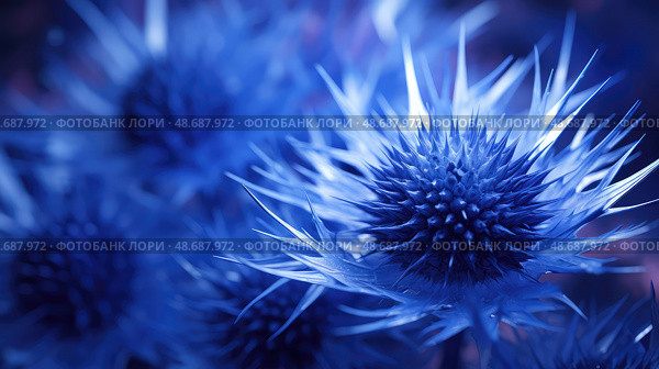zoom blue thistle ai generated. Стоковое AI-изображение, AI-художник Vectorwin / Фотобанк Лори